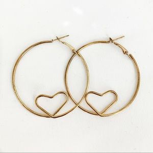 Gold Hoop Heart Earrings